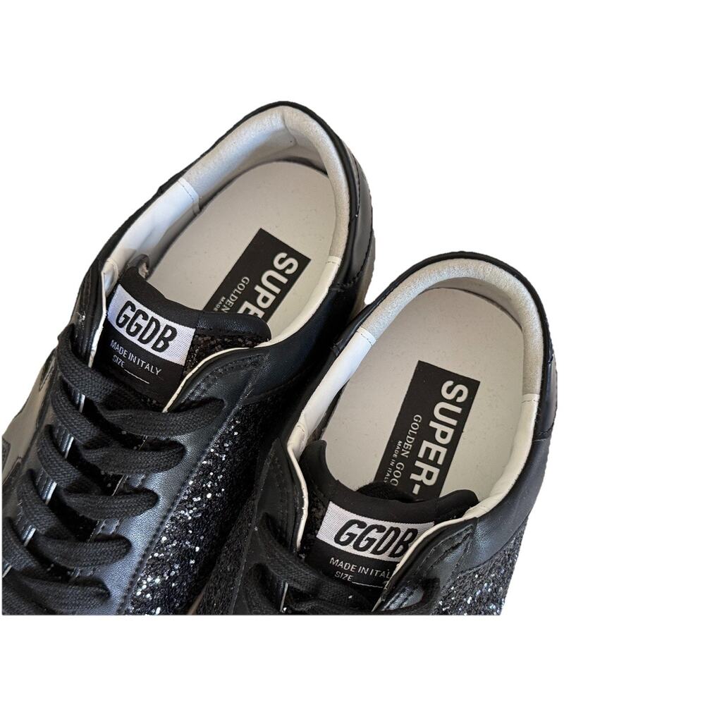 Golden Goose Super Star Sneakers Size 39 8 Black Sequin Skateboard Shoes Glitter - Picture 3 of 11